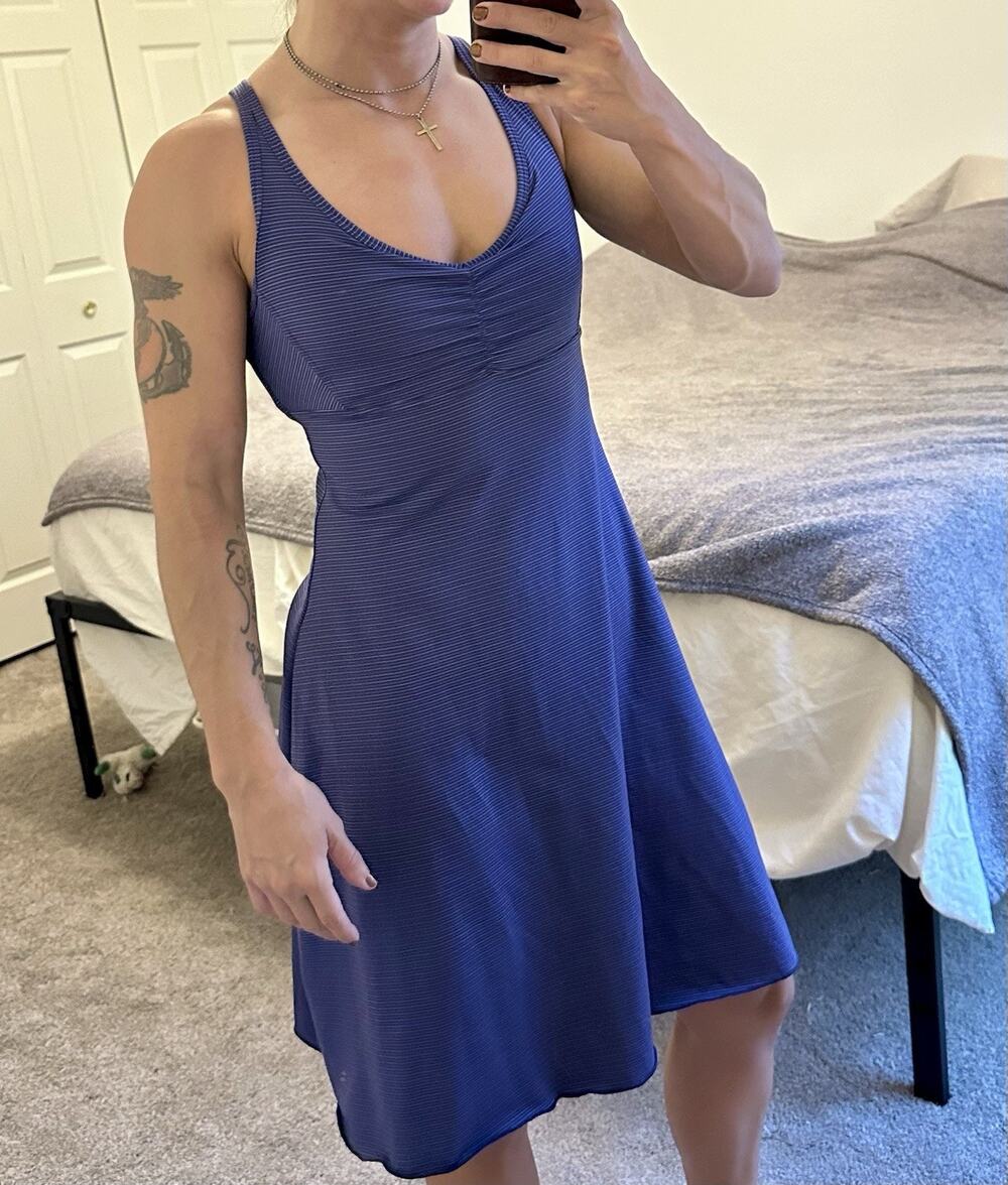 Prana Rebecca Dress S Built in Bra Performance Athletic Strappy Back Purple